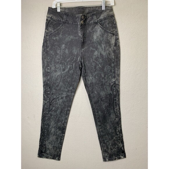 Soft Surroundings Jeans Womans Size 8 Black Mottled Bedazzled Boho NWOT - Picture 1 of 9